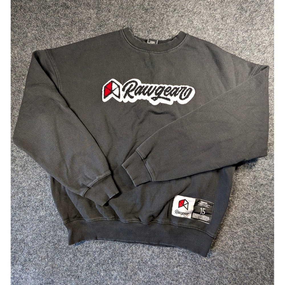 RAWGEAR Black Crewneck Pullover Sweatshirt Embroidered Logo Men's Size M